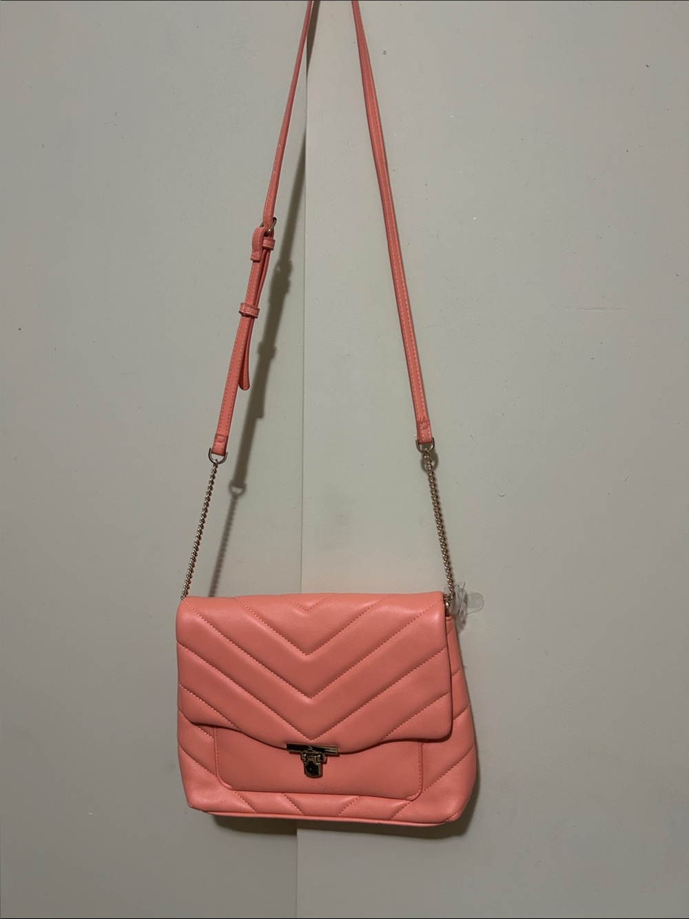 a new day Coral Quilted Crossbody Bag with Gold Hardware